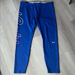 Under Armour Chicago Cubs Athletic Leggings Blue NWT Performance Workout Gym